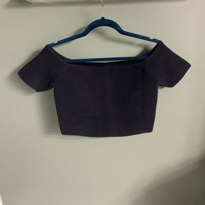 Kendall & Kylie Ribbed Off-the-Shoulder Crop Top